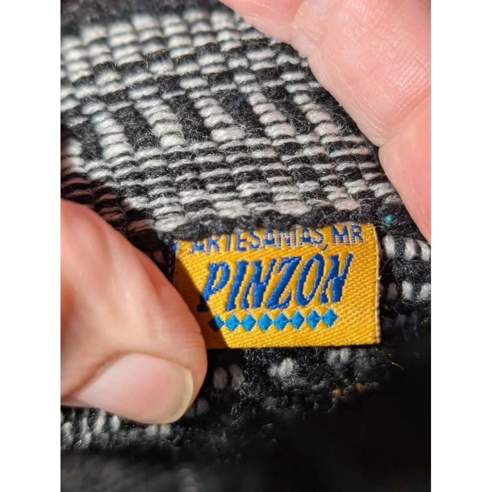 Pinzon Black White Mexican Artesanal Woven Backpack Boho Hippie Festival‎ Bag